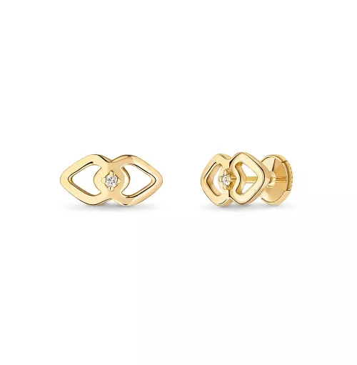 Goldene Solitär-Ohrringe mit weißem Diamant