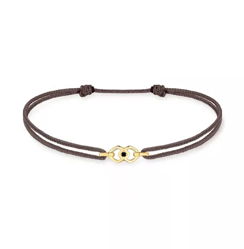 Solitär-Armbänder mit schwarzem Diamant & Goldkordel